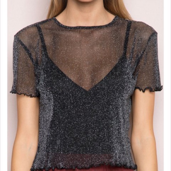 black sheer glitter top